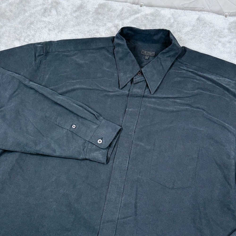 Ted Baker London Long Sleeve Button Up Shirt Mens 5 XL‎ Hidden Polynosic Rayon